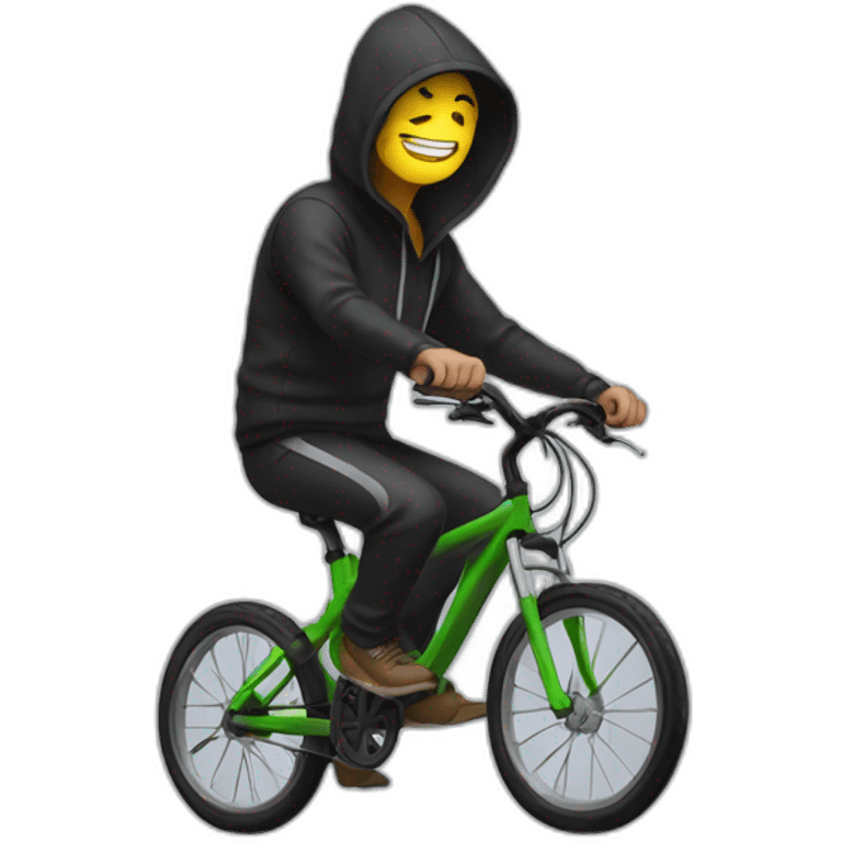 Hacker on bike with hoodie emoji