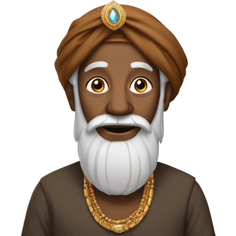 old brown man with jewelry and turban wearing dhoti emoji