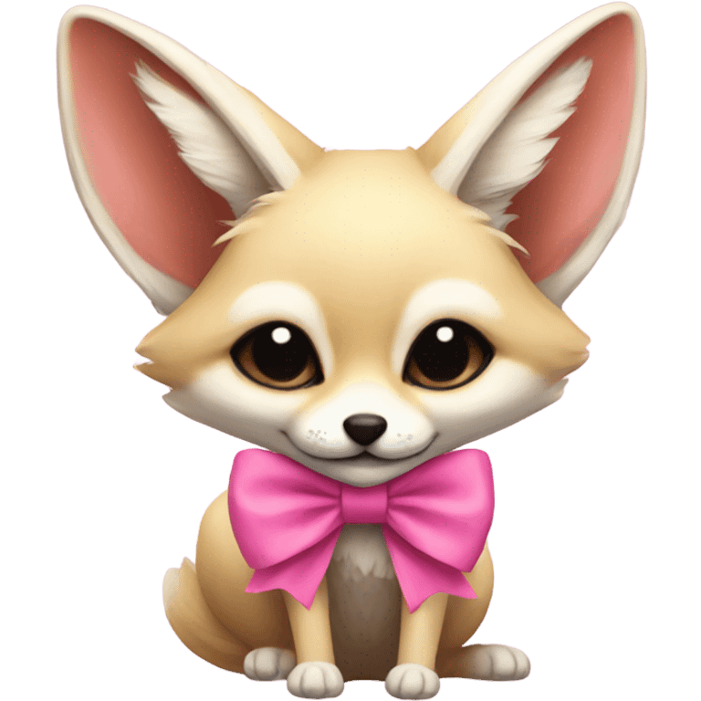 cute fennec with a pink bow emoji