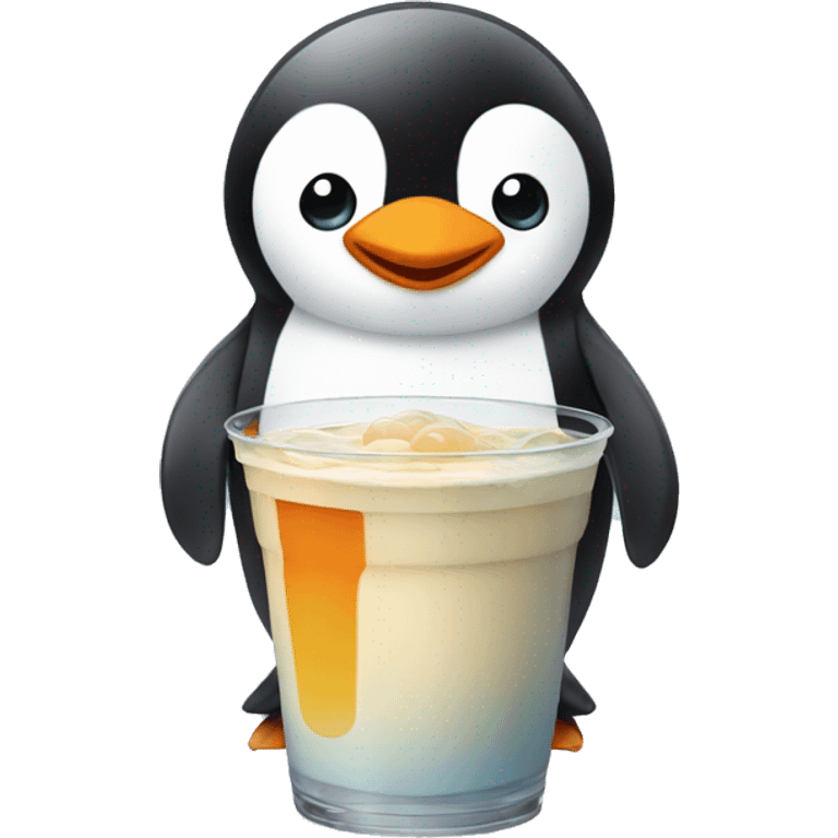 penguin drinking boba emoji