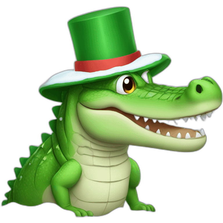 Crocodile with a snow hat emoji