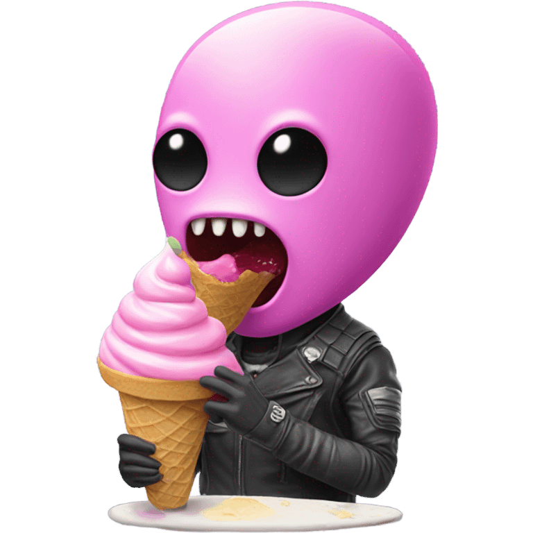 Alien eating pink ice cream  emoji