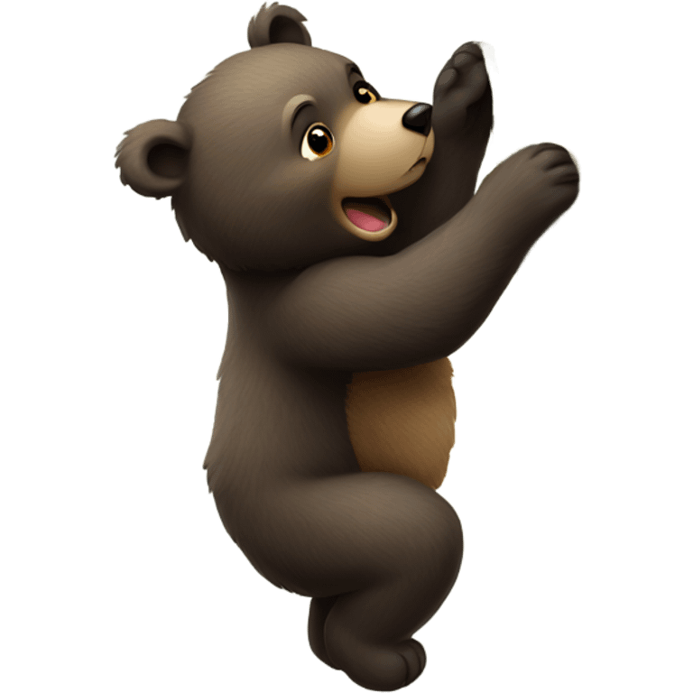 Bear cub climbing a big tree emoji