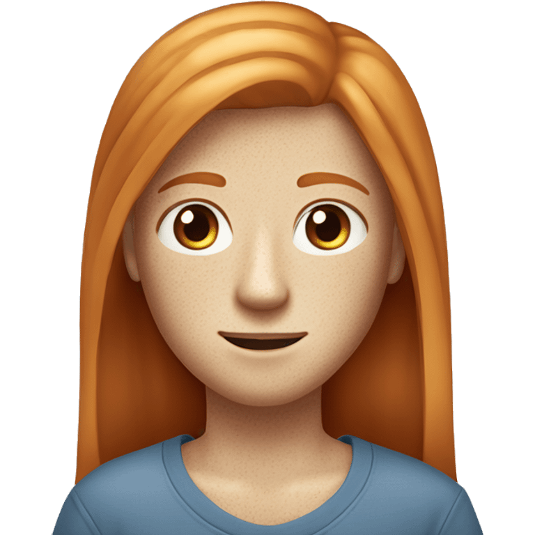 ginger long straight hair blue eyes with freckles and thin face ￼ emoji