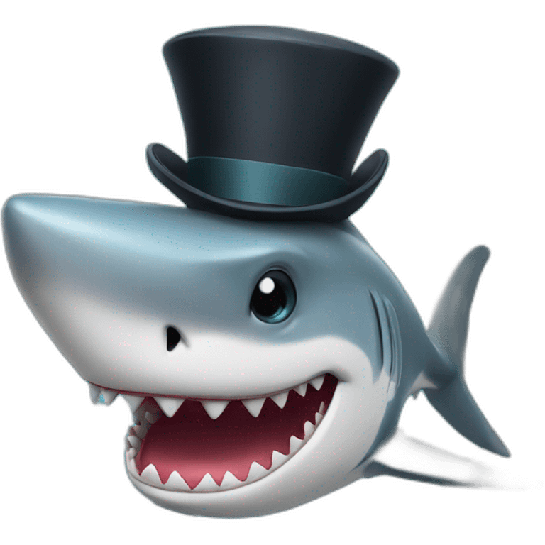 Shark with a top hat emoji