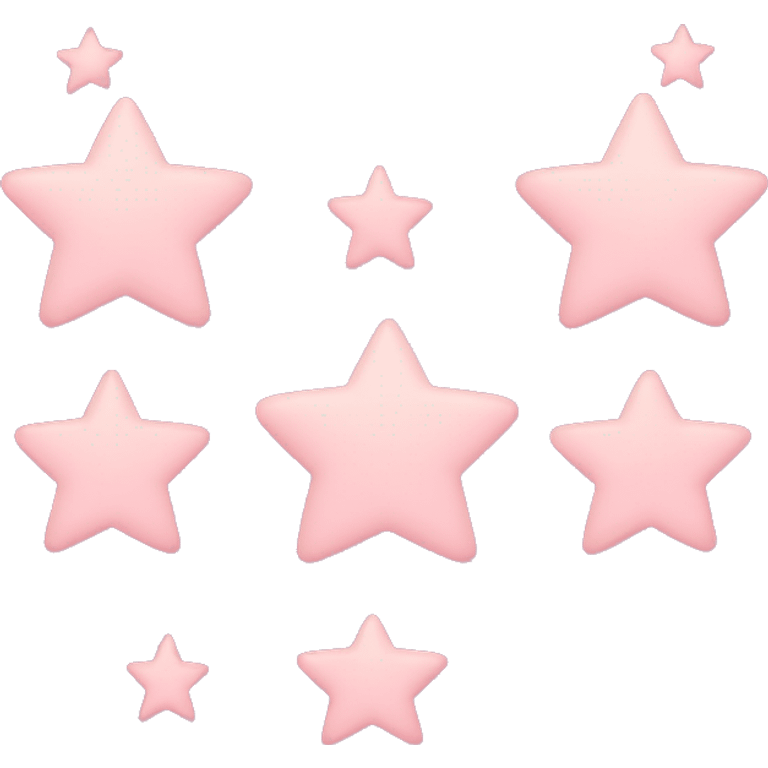 Three small pink , five-pointed stars grouped together. The stars have a slightly elongated shape, giving them a twinkling effect. They vary in size, with the largest star in the center and two smaller stars on either side.  emoji