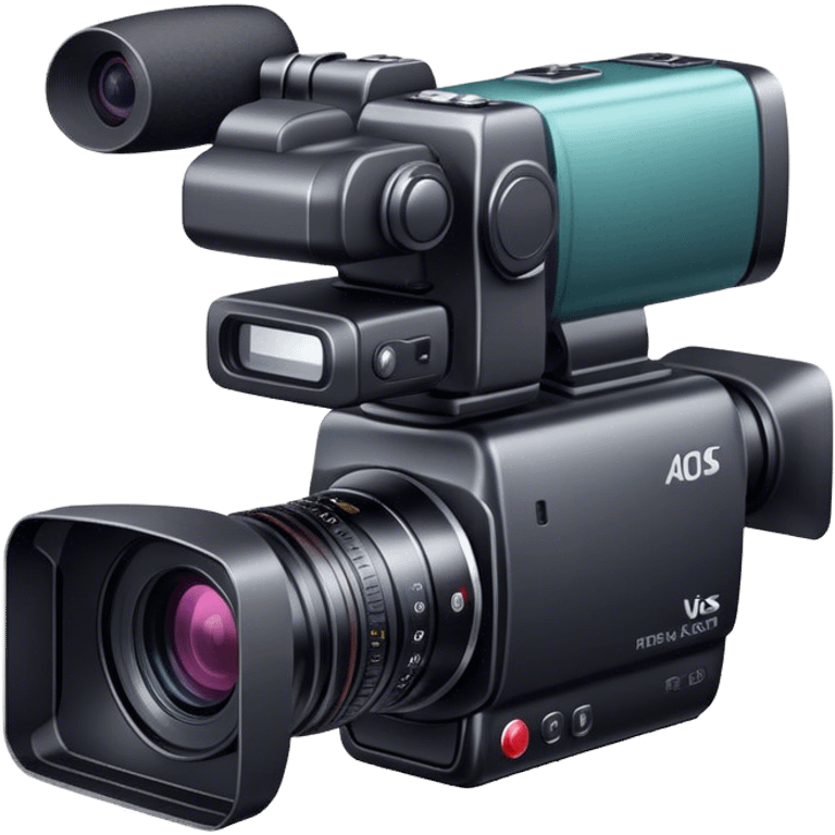 Create an emoji for video recording. Show a video camera with a lens, symbolizing the act of filming. Use modern, professional colors. Do not include any emojis or smiley faces. Make the background transparent. emoji