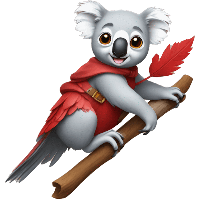 Koala bear riding cardinal  emoji