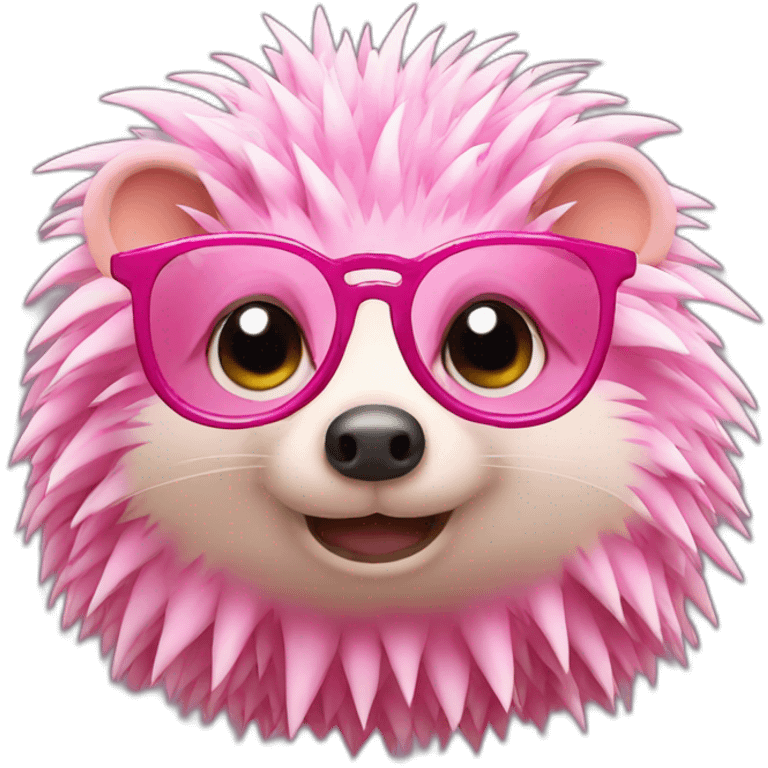 pink hedgehog with glasses  emoji