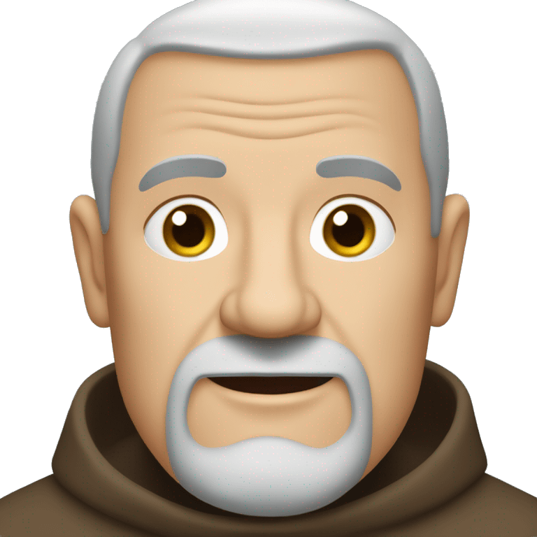 A middle-aged white male friar with a grizzled appearance, buzz cut, no facial hair, and a square jaw. emoji