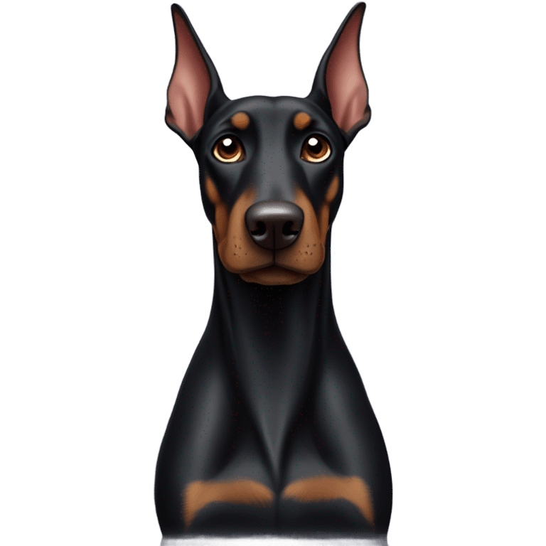 Black Doberman one ear cropped one ear down  emoji