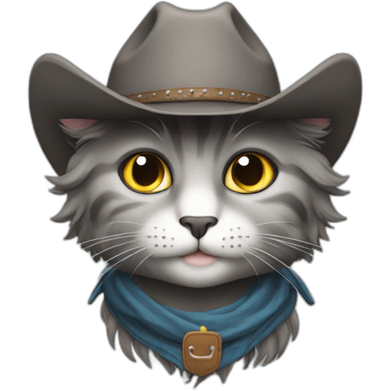 cowboy gray cat with a lot of hair emoji