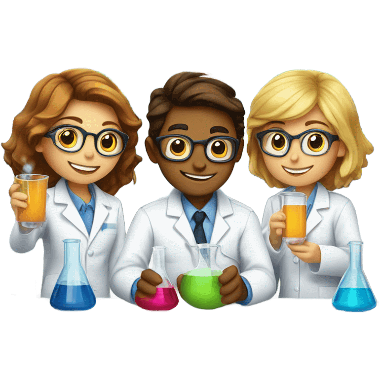 3 girls 1 boy drinking scientists emoji