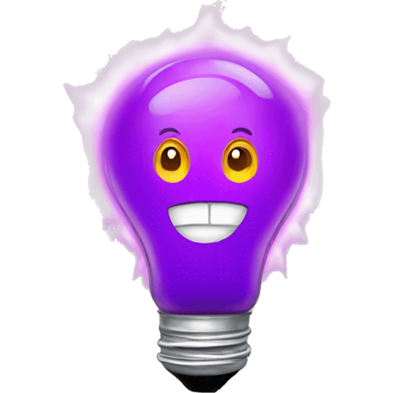 Light bulb with a face burning purple emoji