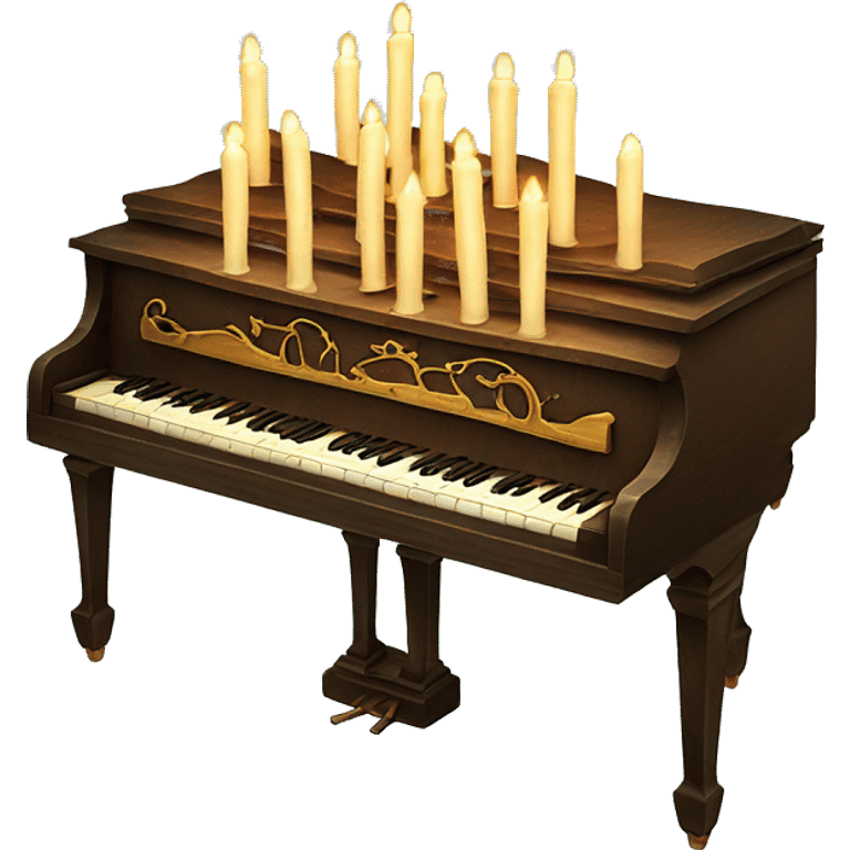 vintage piano with melted candles on top emoji