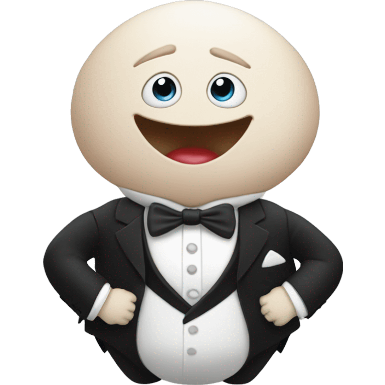 Humpty Dumpty wearing a tuxedo emoji