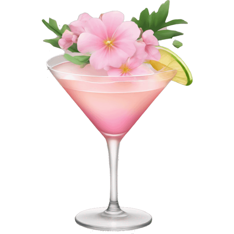 Cocktail with light pink flowers emoji