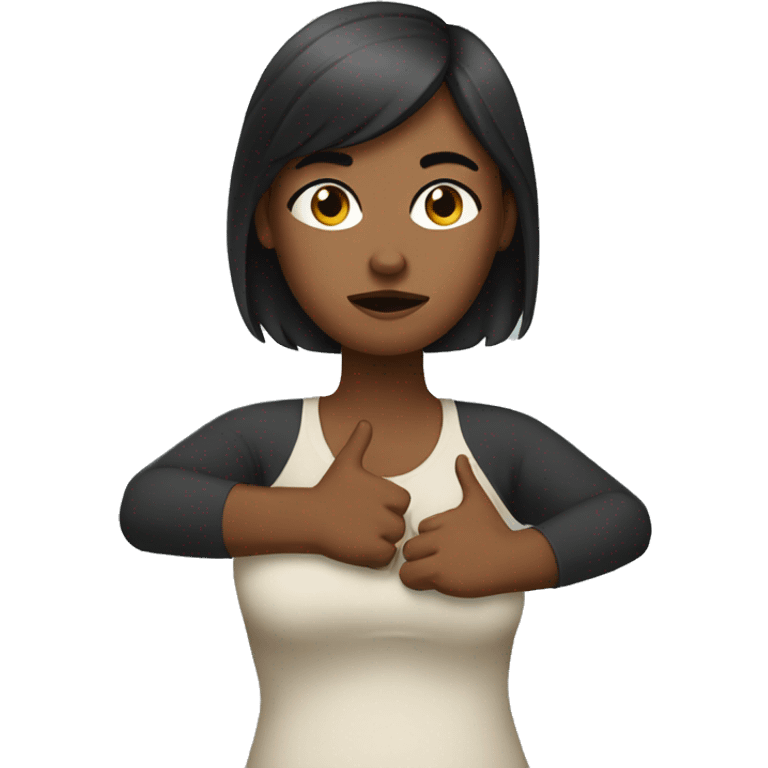 A woman expresses rejection by making an X with her arms in front of her chest. emoji