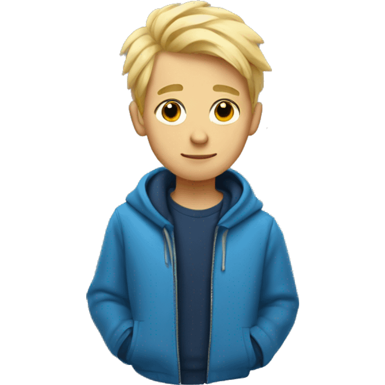 blonde boy in blue jacket with big triangle Shoulders on it emoji