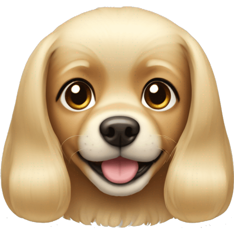 Small dog long blonde hair brown ears  emoji