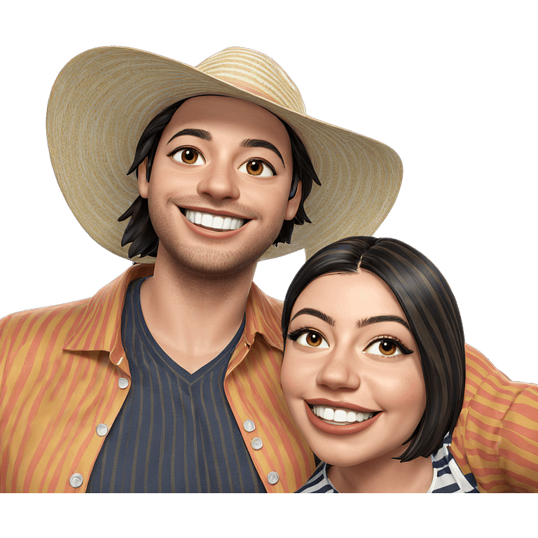 smiling couple in striped shirts emoji