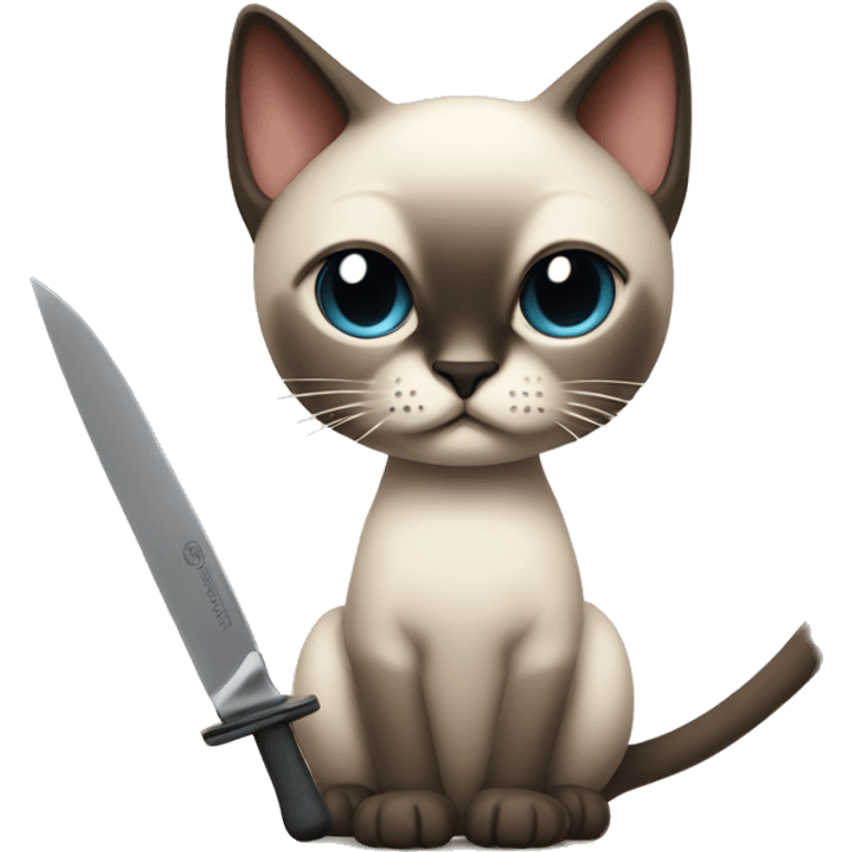 Siamese cat holding a knife emoji