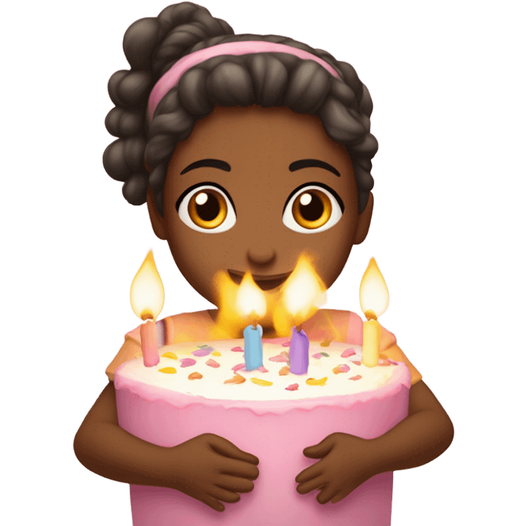 Niña soplando velas de cumpleaños emoji