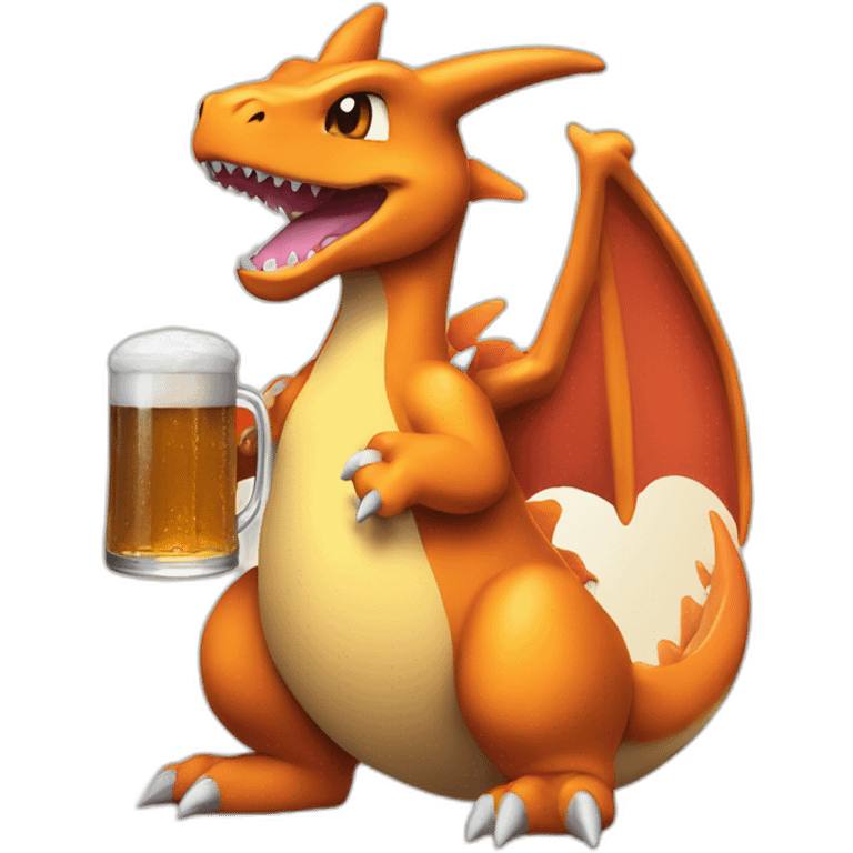 Charizard with a beer emoji