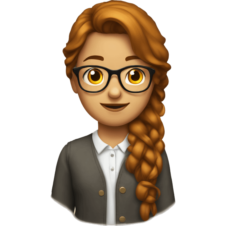 Nerd betweter meisje met bruin haar emoji