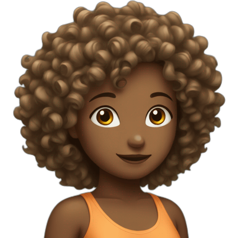 curly hair girl doing yoga emoji