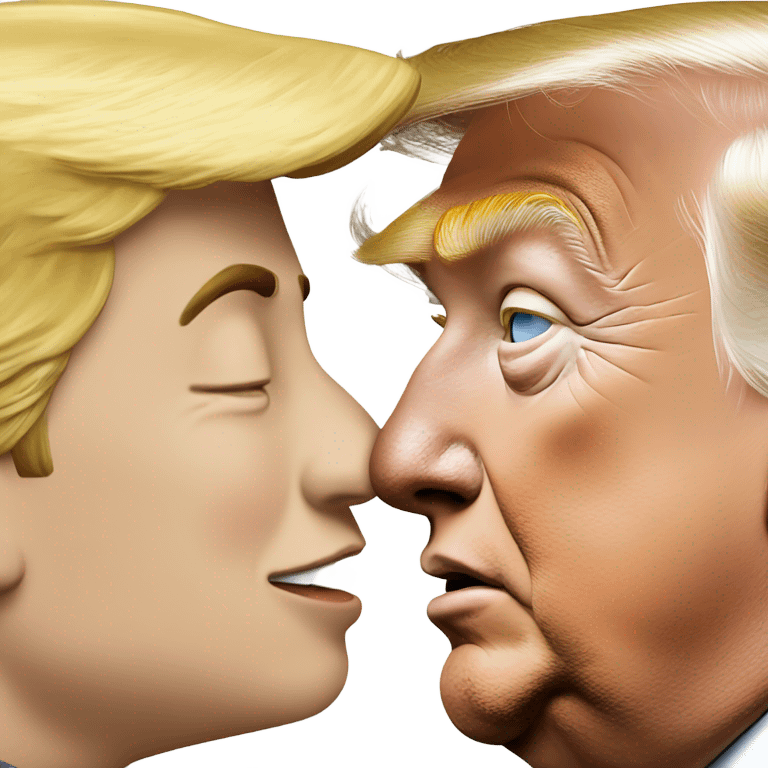 Elon musk and Donald trump kissin emoji