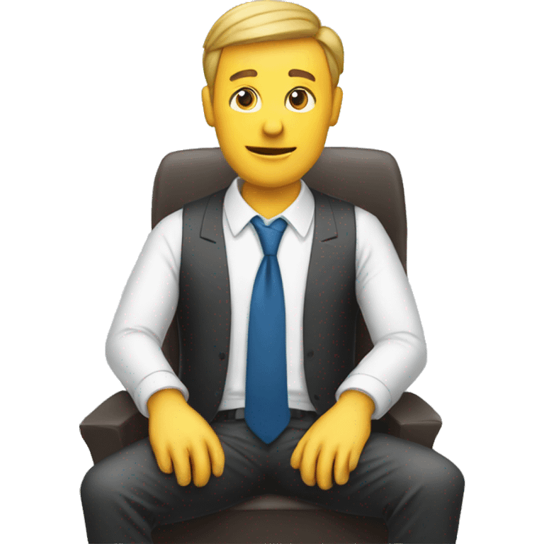 man in a tie sitting from on computer emoji