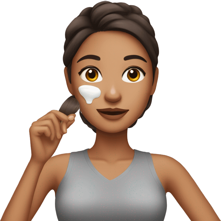 Brunette girl doing skincare  emoji