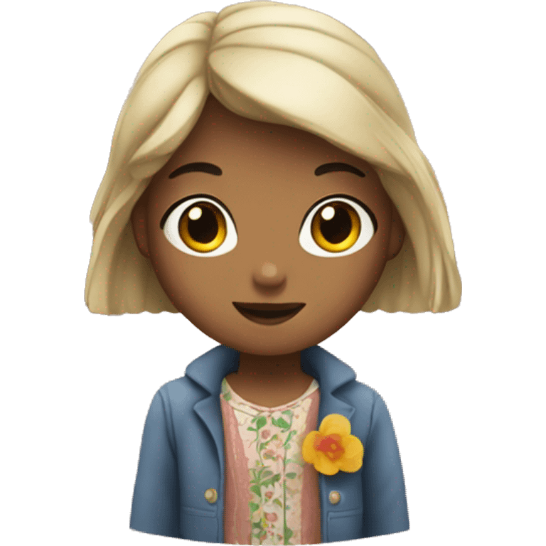 A girl wearing a hősies emoji