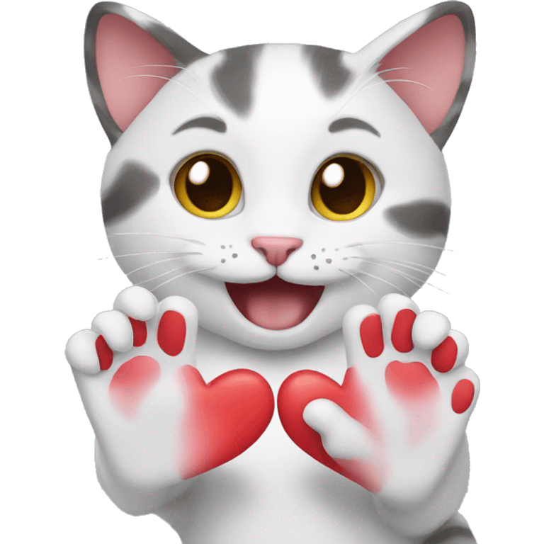 cat doing heart with her paws emoji