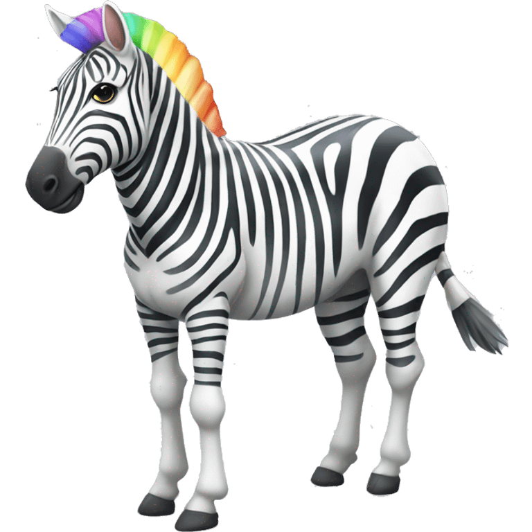 pastel rainbow white zebra full body emoji