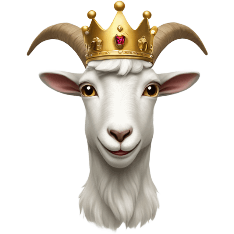 Goat wearing a royal crown and white tshirt emoji