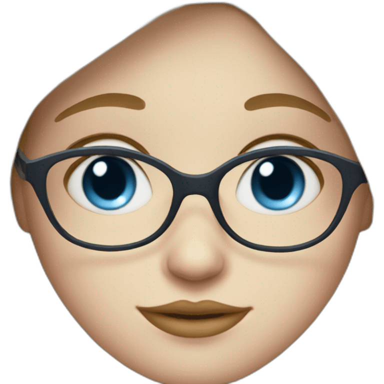 girl with blue eyes , fringe white ,skin and a little cheek and glasses emoji