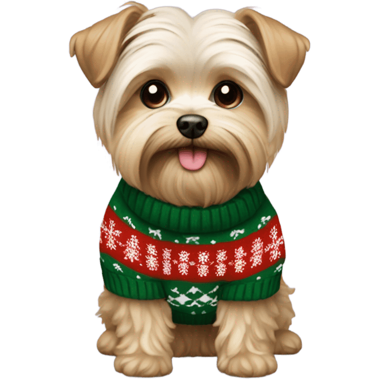 Morkie wearing a Christmas sweater emoji