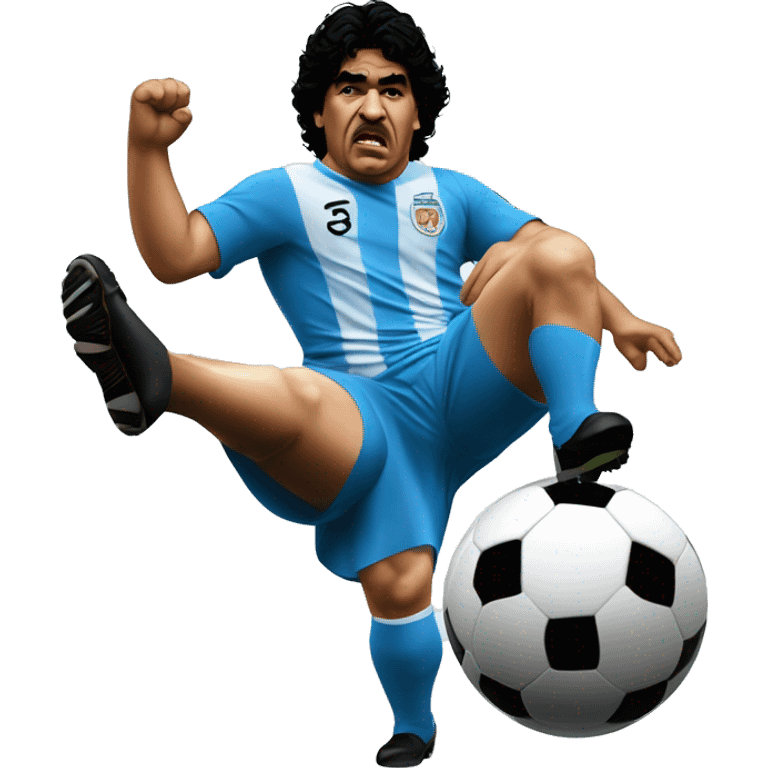 fat Diego Maradona kick the ball emoji