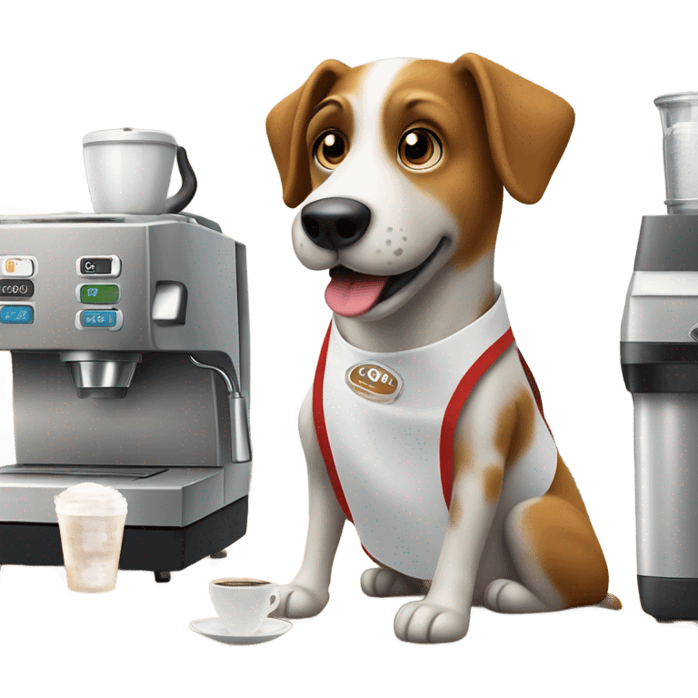 dog working at starbucks emoji