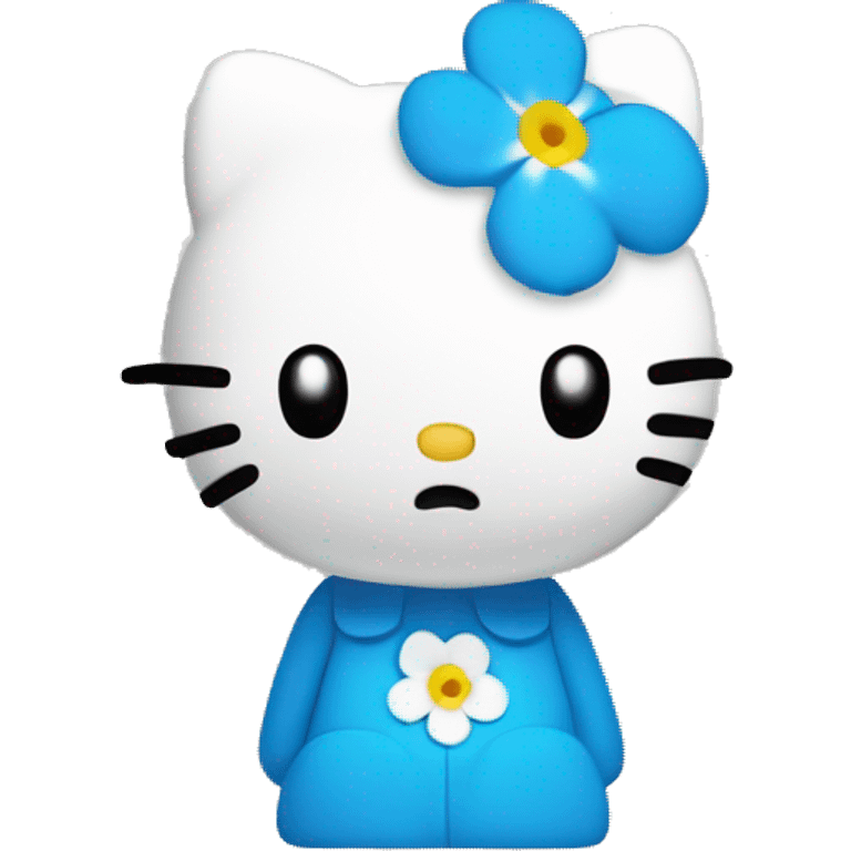 hello kitty with blue forget me not emoji