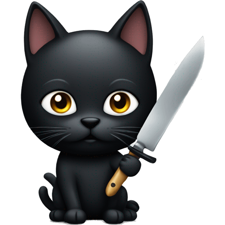 black cat holding a knife emoji