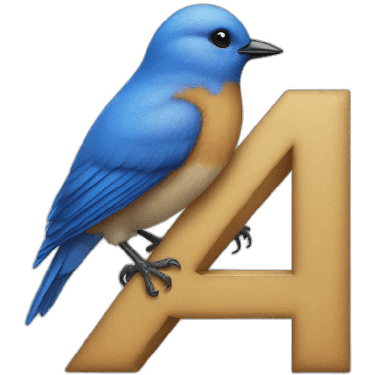 blue bird sitting on letter x (proportional)calm-(realistic) emoji