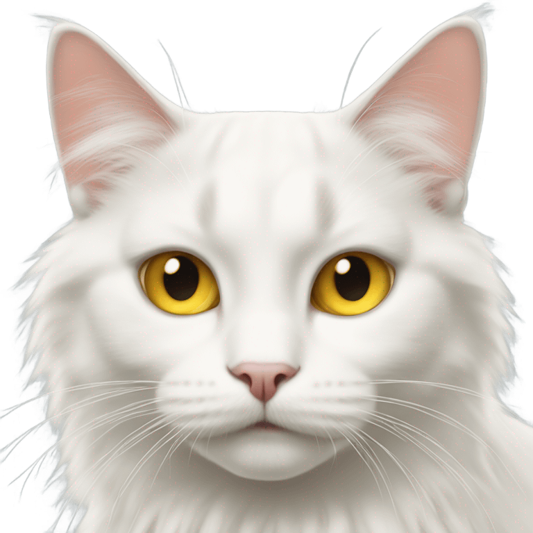 Realistic White cat with yellow eyes and fluffy ragdoll cat emoji