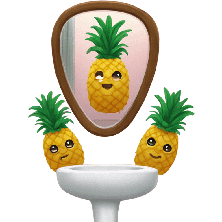 🍍 pineapple looks at its reflection in the mirror emoji