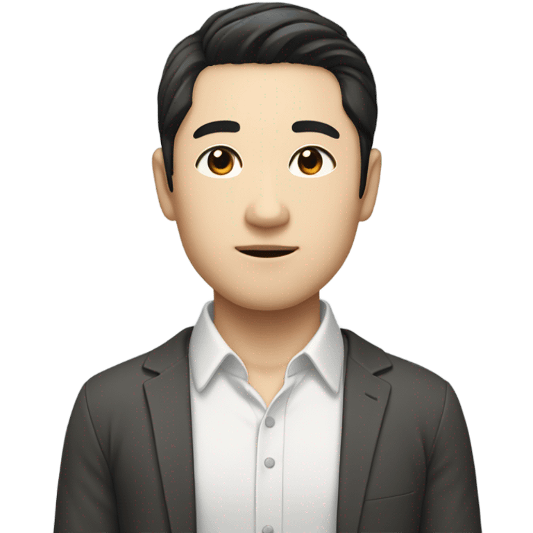 man from japan with white skin and black hair, wear casual shirt  emoji