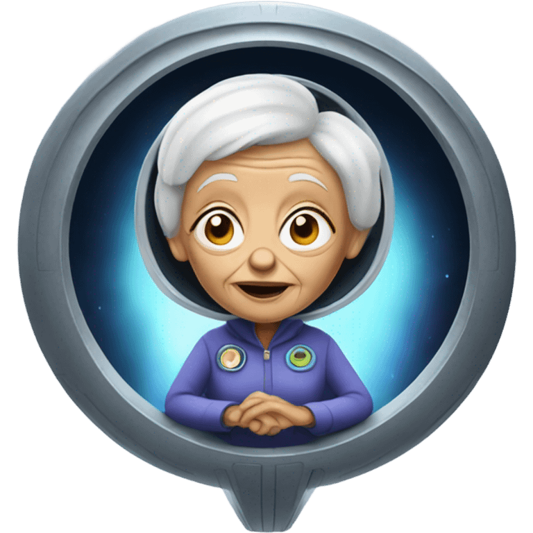 Grandma in an alien spaceship emoji