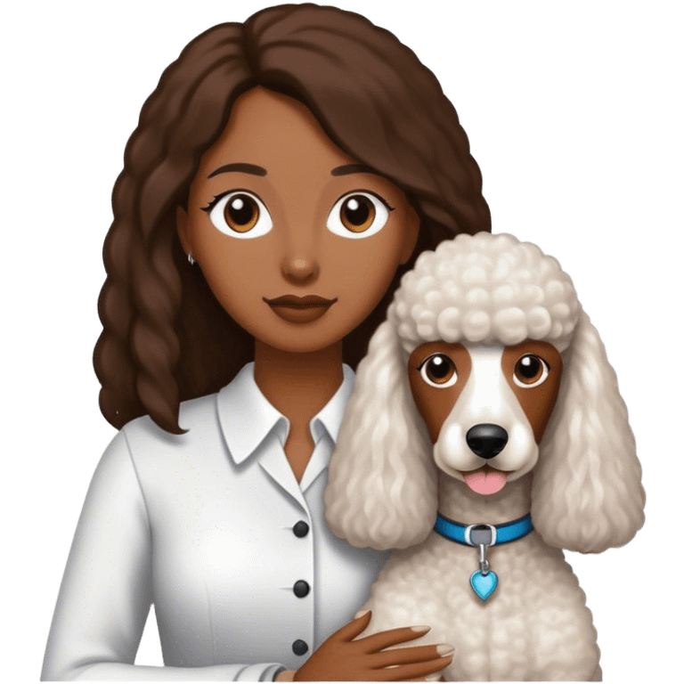 White Standard Poodle and Straight long hair brown skin Women emoji