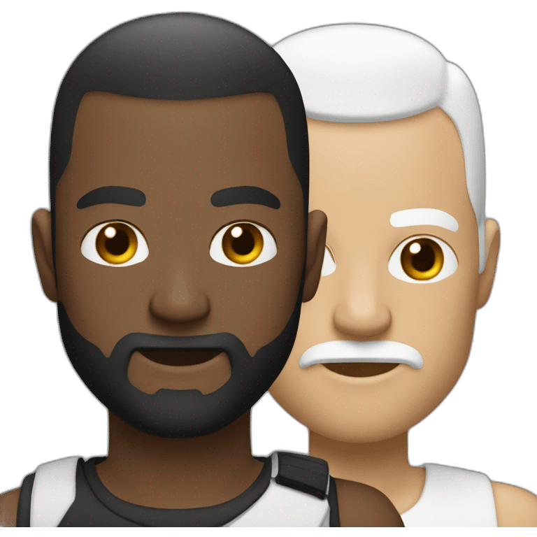 Two Men one Black one White one with beard the other one bald looking cool and tough emoji